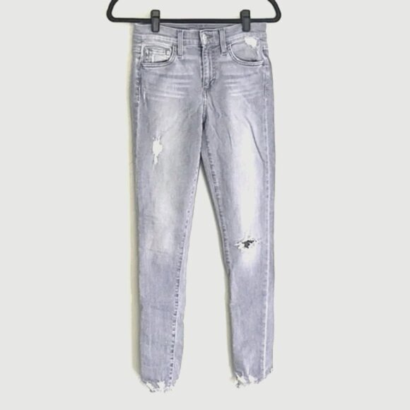 Joe's Distressed Gray Distressed Ankle Jeans with Raw Hem - Size 25 - Picture 1 of 9